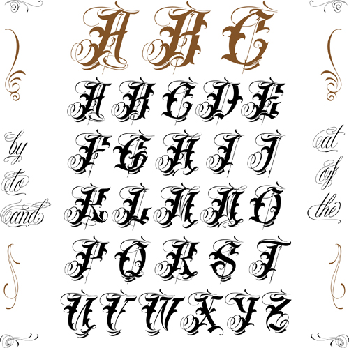 Gothic styles letters vector set styles letters Gothic   