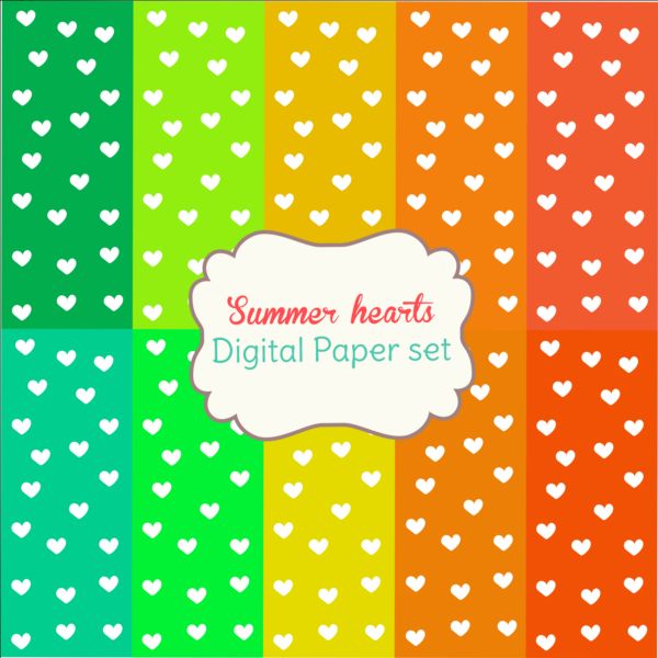 Heart paper with summer background vector 02 summer paper heart   