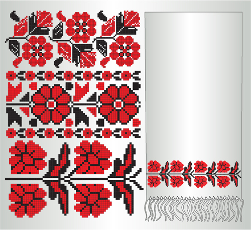 Ukrainian styles embroidery pattern vectors 07 Ukrainian styles pattern embroidery   