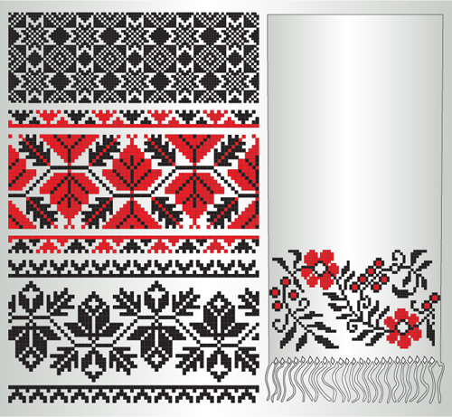 Ukrainian styles embroidery pattern vectors 06 Ukrainian styles pattern embroidery   