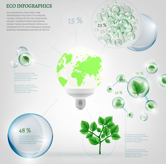 Eco Infographics with bubble vectors 15 infographics eco bubble   