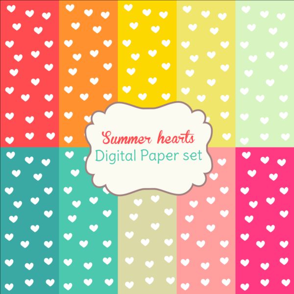 Heart paper with summer background vector 01 summer paper heart   
