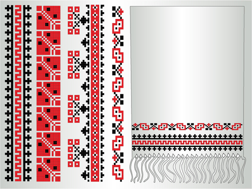 Ukrainian styles embroidery pattern vectors 05 Ukrainian styles pattern embroidery   