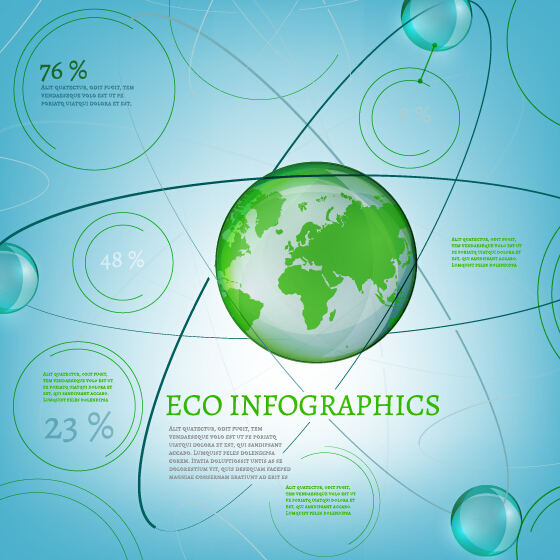 Eco Infographics with bubble vectors 14 infographics eco bubble   