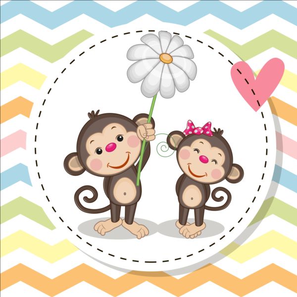 lovely cartoon animal with baby cards vectors 07 lovely cartoon animal baby cards   