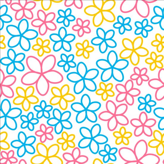 Seamless pattern with color flowers vector seamless pattern flowers color   