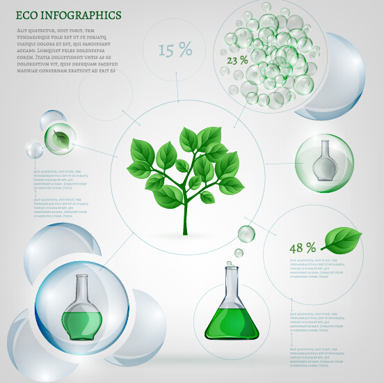 Eco Infographics with bubble vectors 13 infographics eco bubble   