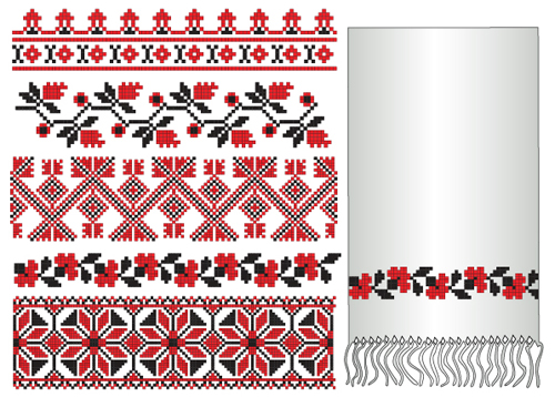 Ukrainian styles embroidery pattern vectors 03 Ukrainian styles pattern embroidery   