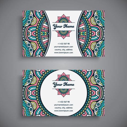 Business card with ethnic pattern vector set 15 pattern ethnic card business   