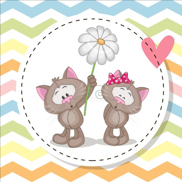 lovely cartoon animal with baby cards vectors 06 lovely cartoon animal baby cards   