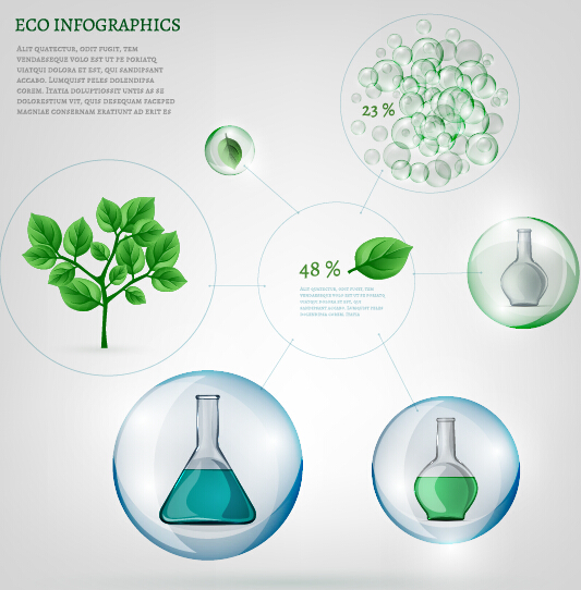 Eco Infographics with bubble vectors 12 infographics eco bubble   