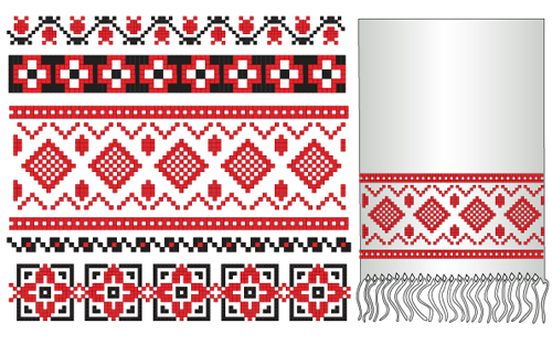 Ukrainian styles embroidery pattern vectors 02 Ukrainian styles pattern embroidery   