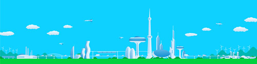 Modern city futuristic buildings and transportation vector 09 transportation modern futuristic city buildings   