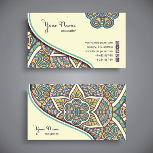 Business card with ethnic pattern vector set 14 pattern ethnic card business   