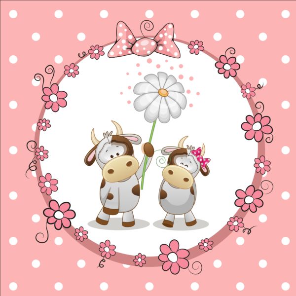 lovely cartoon animal with baby cards vectors 05 lovely cartoon animal baby cards   