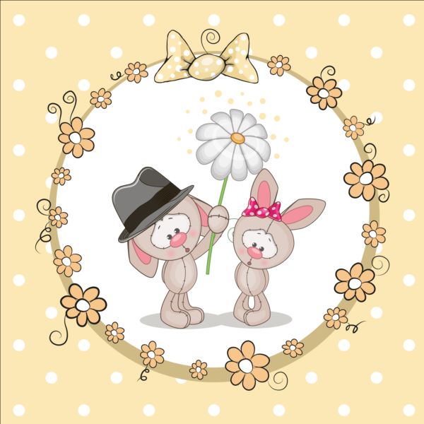 lovely cartoon animal with baby cards vectors 04 lovely cartoon animal baby cards   