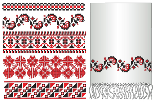 Ukrainian styles embroidery pattern vectors 01 Ukrainian styles pattern embroidery   