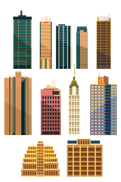 City building skyscrapers template vector set 03 template skyscrapers city building   