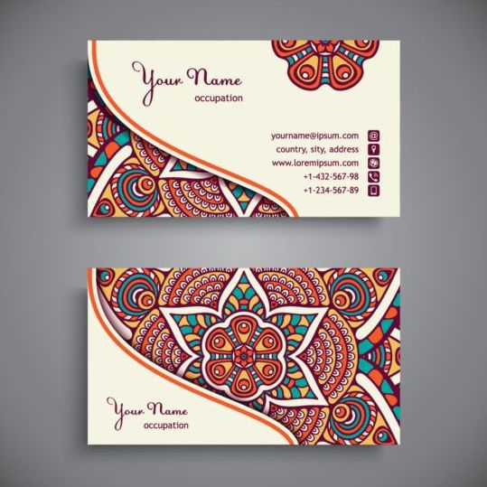 Business card with ethnic pattern vector set 12 pattern ethnic card business   