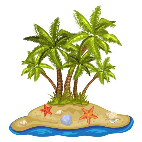 islands with palm tree illustration vector tree Palm islands illustration   