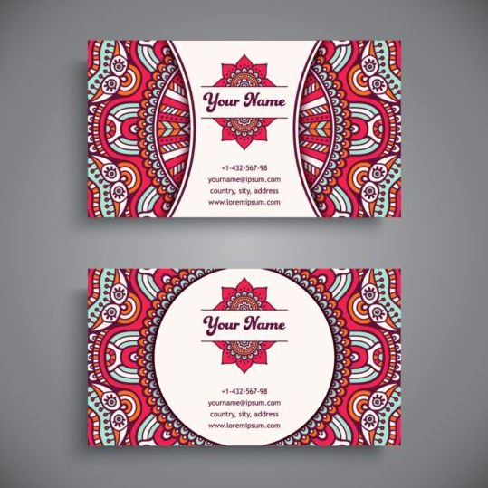 Business card with ethnic pattern vector set 10 pattern ethnic card business   