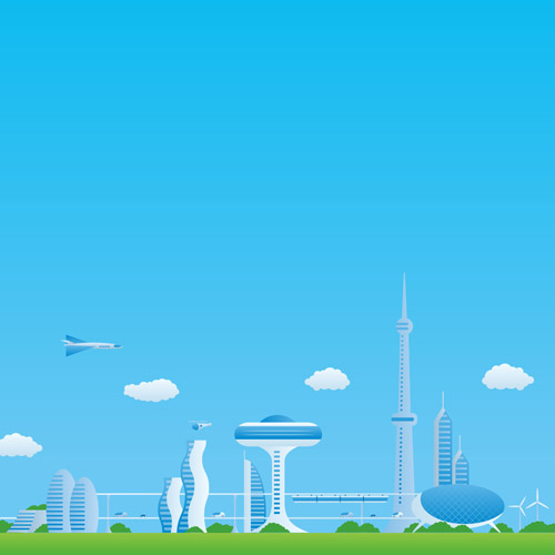 Modern city futuristic buildings and transportation vector 05 transportation modern futuristic city buildings   