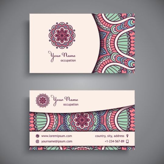 Business card with ethnic pattern vector set 09 pattern ethnic card business   