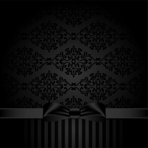 Black ornate background with black bow vector 05 ornate bow black background   
