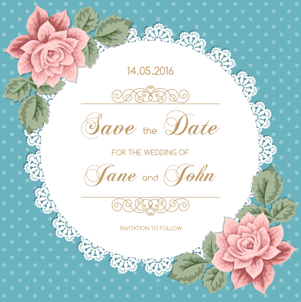 lace wedding invitation card with flower vintage vector 02 wedding lace invitation flower card   