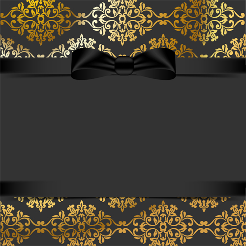 Black ornate background with black bow vector 04 ornate bow black background   
