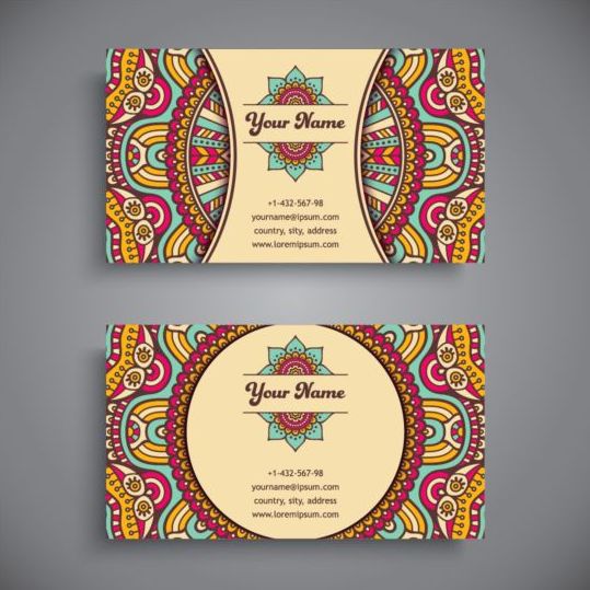 Business card with ethnic pattern vector set 08 pattern ethnic card business   