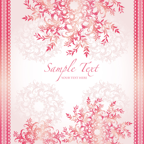 Pink border with floral background vector 05 pink floral border background   