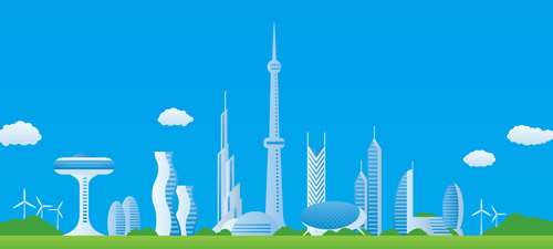 Modern city futuristic buildings and transportation vector 02 transportation modern futuristic city buildings   