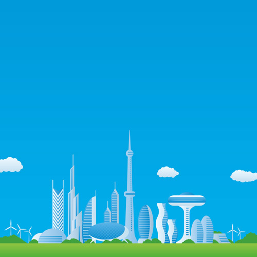 Modern city futuristic buildings and transportation vector 01 transportation modern futuristic city buildings   