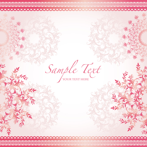 Pink border with floral background vector 04 pink floral border background   