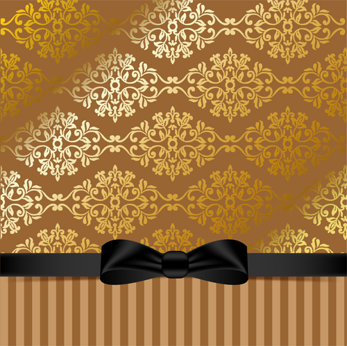 Golden background with black bow vector 02 golden bow black background   