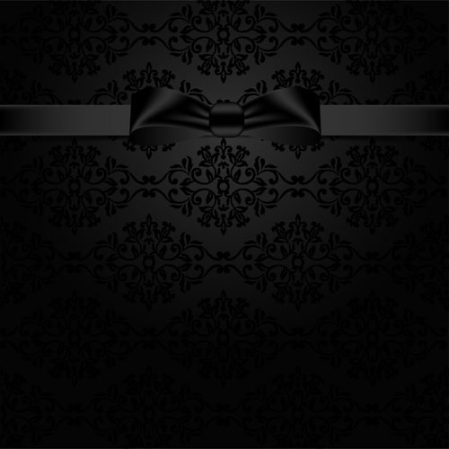 Black ornate background with black bow vector 02 ornate bow black background   