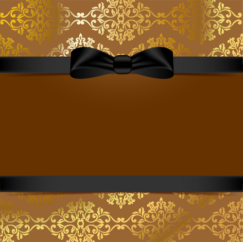 Golden background with black bow vector 01 golden bow black background   