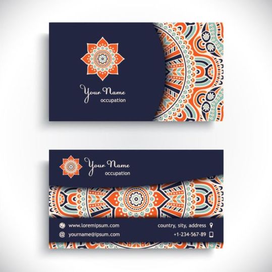 Business card with ethnic pattern vector set 03 pattern ethnic card business   