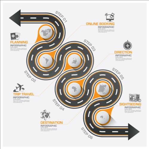 Creative road marking Infographics vector graphics 07 road marking infographics creative   