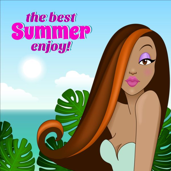 Long 149513 summer Long-haired girl background   