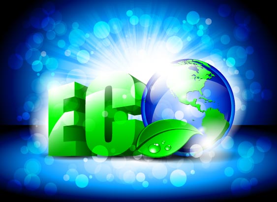 Eco with earth blue background vector eco earth blue background   
