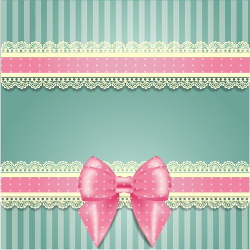 Pink bow card with lace vector 05 pink lace card bow   