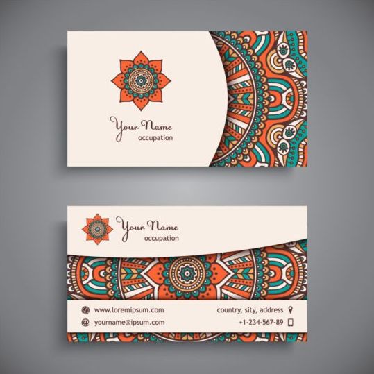 Business card with ethnic pattern vector set 01 pattern ethnic card business   