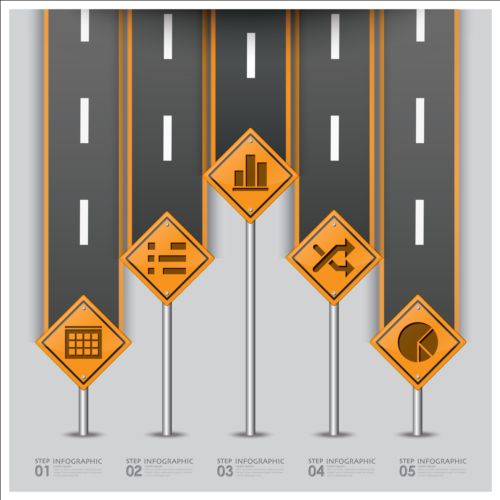 Creative road marking Infographics vector graphics 06 road marking infographics creative   
