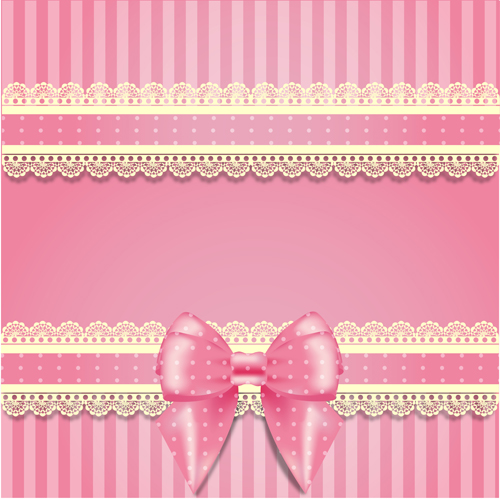 Pink bow card with lace vector 04 pink lace card bow   