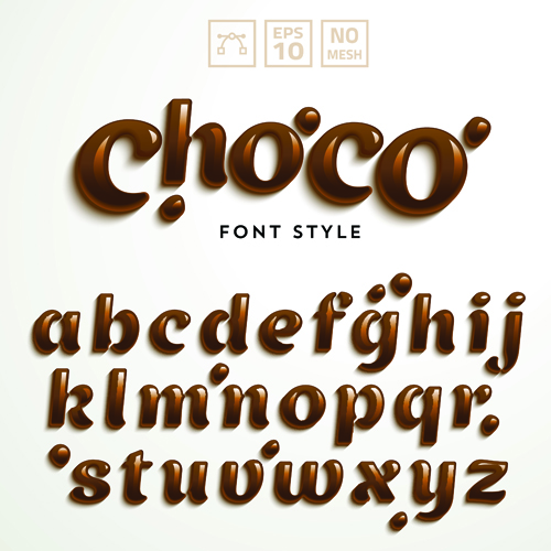 Creative choco alphabets vectors creative choco alphabet   