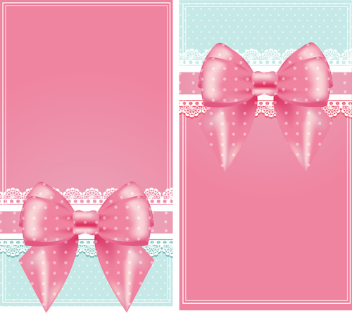 Pink bow card with lace vector 03 pink lace card bow   