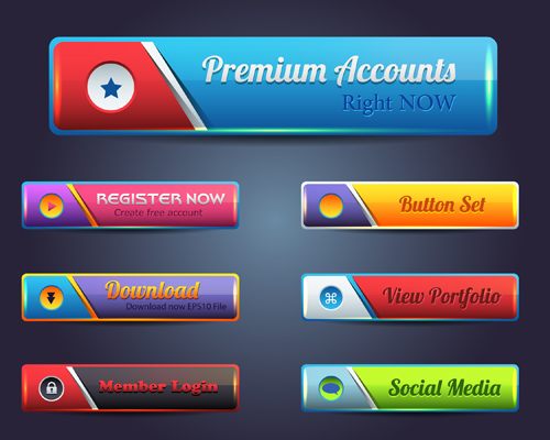 Vector buttons picture web design material 01 web design picture material buttons   