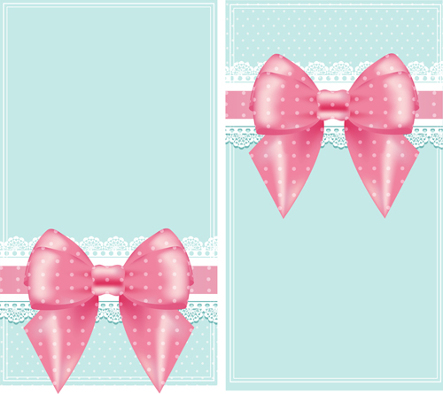 Pink bow card with lace vector 01 pink lace card bow   